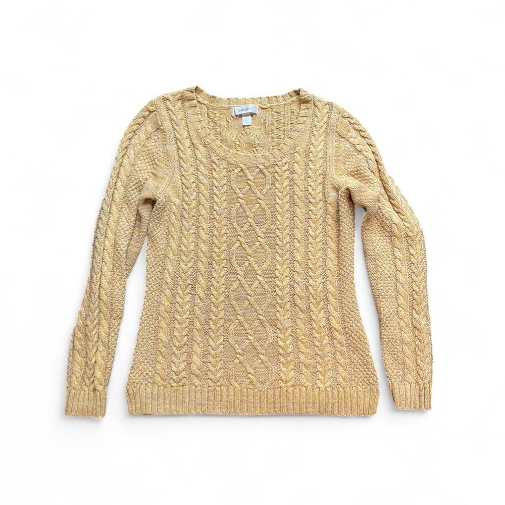 Dress Barn Women's M Yellow Cotton Blend Cable Knit Cottagecore Fall Sweater